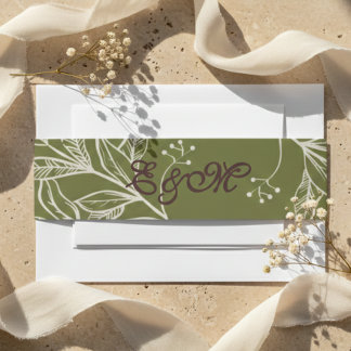 Wrap der neutralen Mousse Brown und Olive Green Einladungsbanderole
