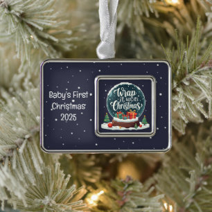 Wrap It Up Es Ist Weihnachten Schneekugel Design Rahmen-Ornament Silber