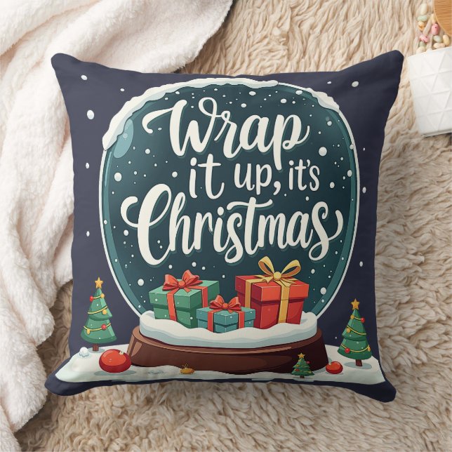 Wrap It Up It's Christmas Snow Globe Design Kissen (Decke)