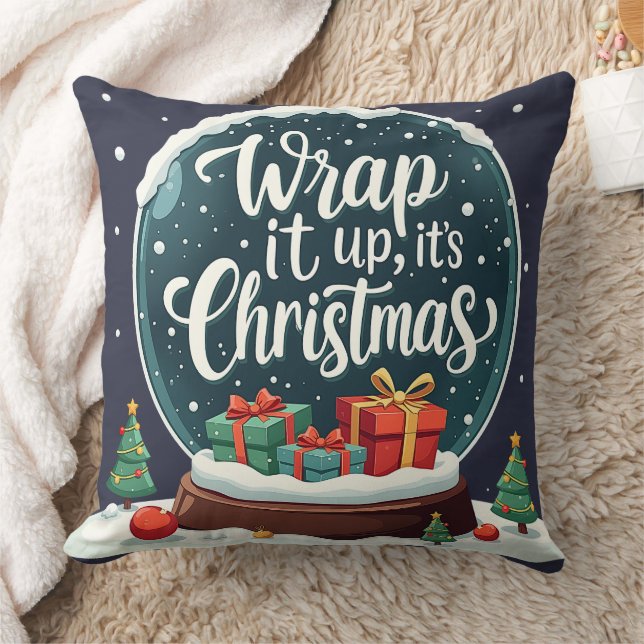 Wrap It Up It's Christmas Snow Globe Design Kissen (Decke)