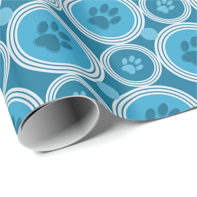 Wrap "Paws-for-Giving"(Aquamarin) Geschenkpapier (Rolleneckpunkt)