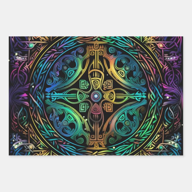 Wrap with Wow: Abstraktes Grafikdesign Geschenkpapier Set (Vorderseite)