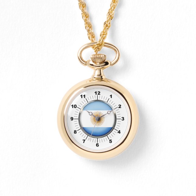 Wraparound Gold Watch für die argentinische Flagge Armbanduhr (Vorderseite)
