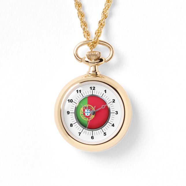 Wraparound Gold Watch für die Flagge Portugals Armbanduhr (Vorderseite)