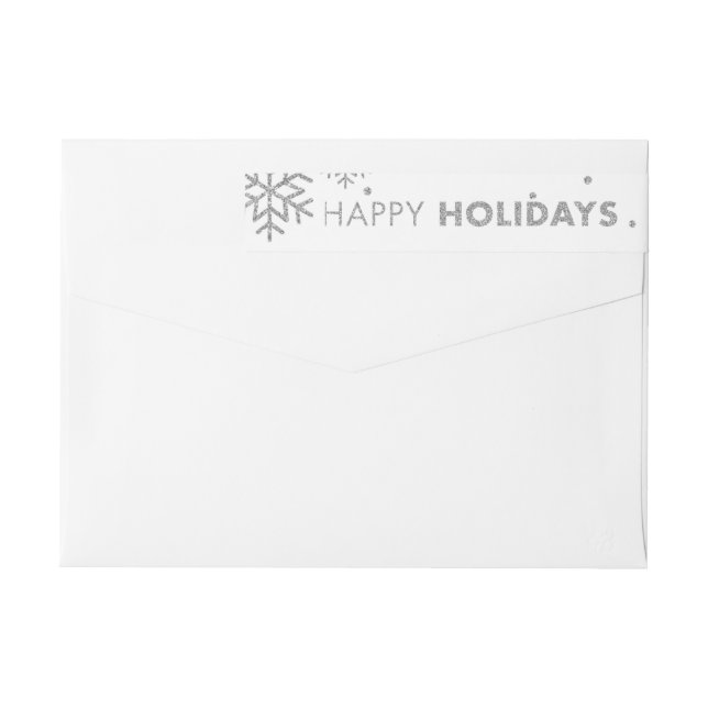Wraparound Happy Holidays Address Label Silver (Rückseite)