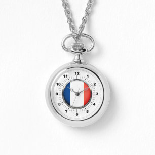 Wraparound Silver Watch für die französische Flagg Armbanduhr