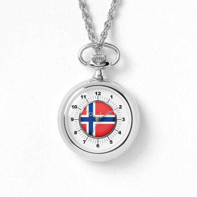 Wraparound Silver Watch für die norwegische Flagge Armbanduhr (Vorderseite)