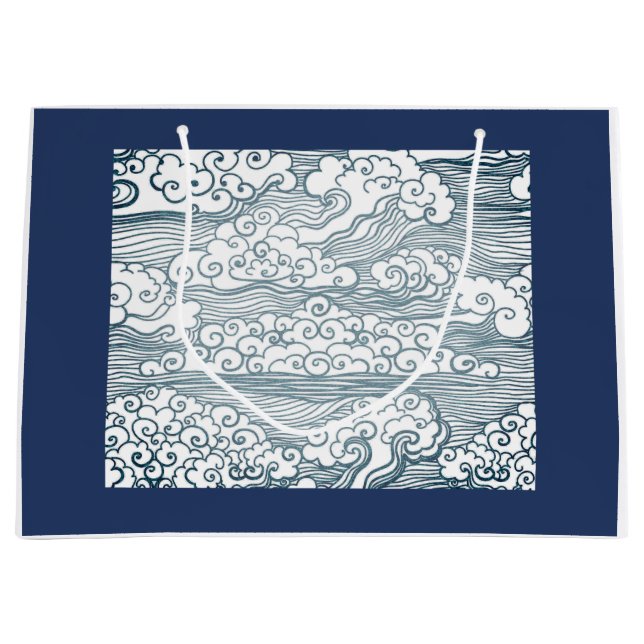 WRAPPBAG MIT JAPANISCHEM WASSERMUSTER GROßE GESCHENKTÜTE (Vorderseite)