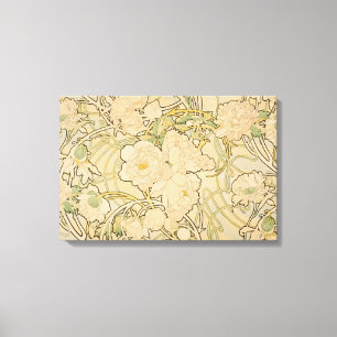Wrapped Canvas Alphonse Mucha Peonies Peony Rose Leinwanddruck