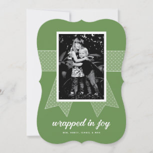 Wrapped In Joy 1-Foto Individuelles Grün Feiertagskarte