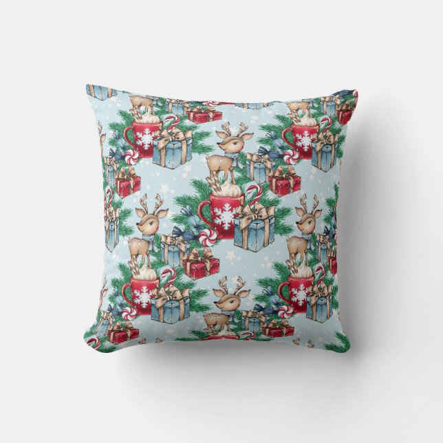 Wrapped Presents Winter Christmas Thema Hirsch Kissen (Vorderseite)