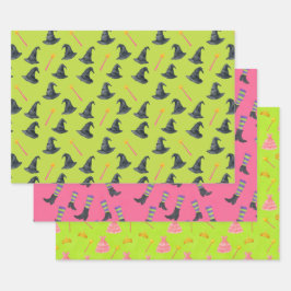 Wrapper, gut rosa und grüne Hexe Geschenkpapier Set
