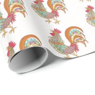 Wrapper Paper Color Rooster Chicken Geschenkpapier