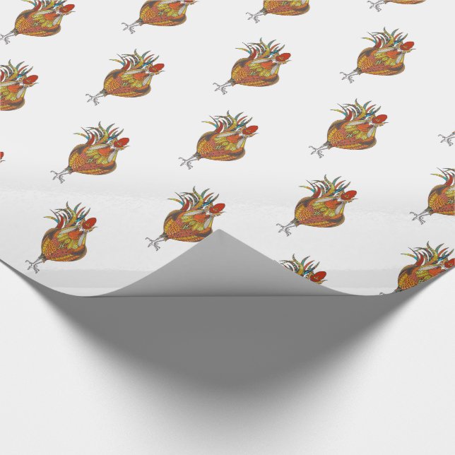 Wrapper Paper Color Rooster Chicken Geschenkpapier (Ecke)