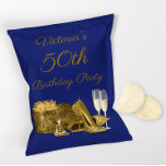 Wrappers Blue Gold Birthday Party Chip Bag Wrapper Flyer<br><div class="desc">Herrlich blaue und goldene Geburtstagsparty-Taschen mit hübschen goldenen High Heel Schuhen, Geschenk, Parfüm und Champagner-Gläser auf einem eigenen Farbhintergrund. Diese Geburtstagsparty-Tasche ist leicht mit Ihrem Foto und Text personalisiert. Um den Flyer zu montieren, wickeln Sie ihn um Ihren Chip oder Snack-Tasche und sichern Sie ihn mit doppelseitigem oder regelmäßigem Klebeband....</div>