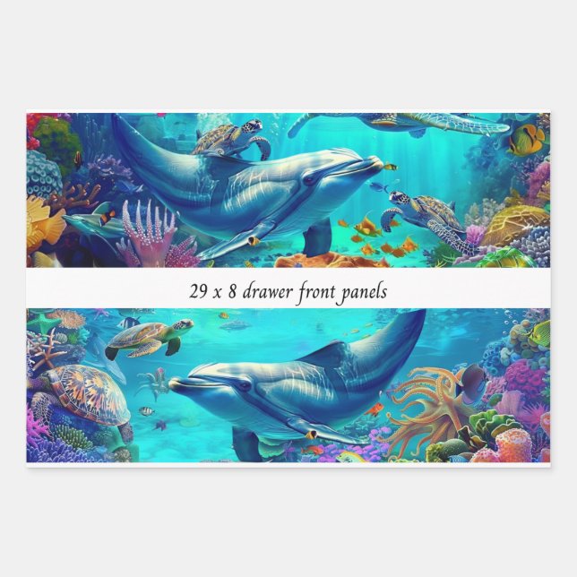 Wrapping Decoupage 3 Sea World Dolphin Drawer  Geschenkpapier Set (Vorderseite 2)