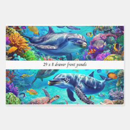 Wrapping Decoupage 3 Sea World Dolphin Drawer Geschenkpapier Set