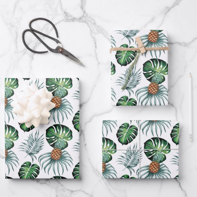 Wrapping - Monstera / Pinapass Geschenkpapier Set (Vorderseite)