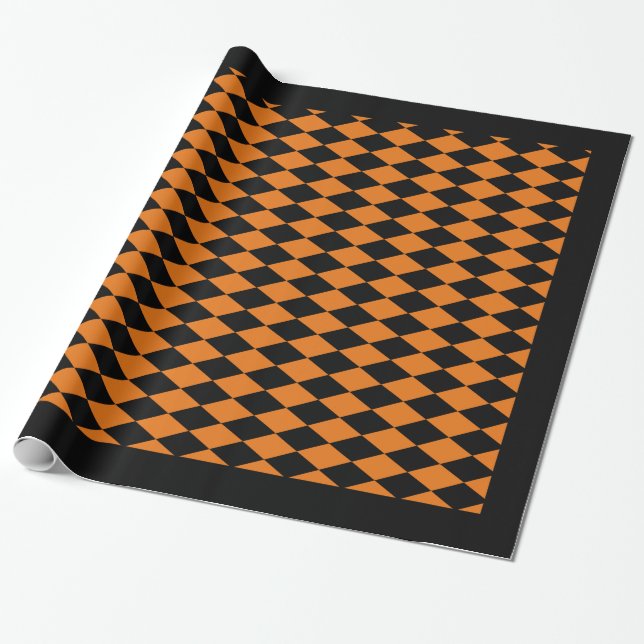 Wrapping Paper, 30" x 6" BLACK & ORANGE HARLEQUIN Geschenkpapier (Ungerollt)