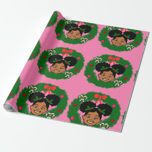Wrapping Paper, Afroamerikanisches Mädchen Weihna Geschenkpapier