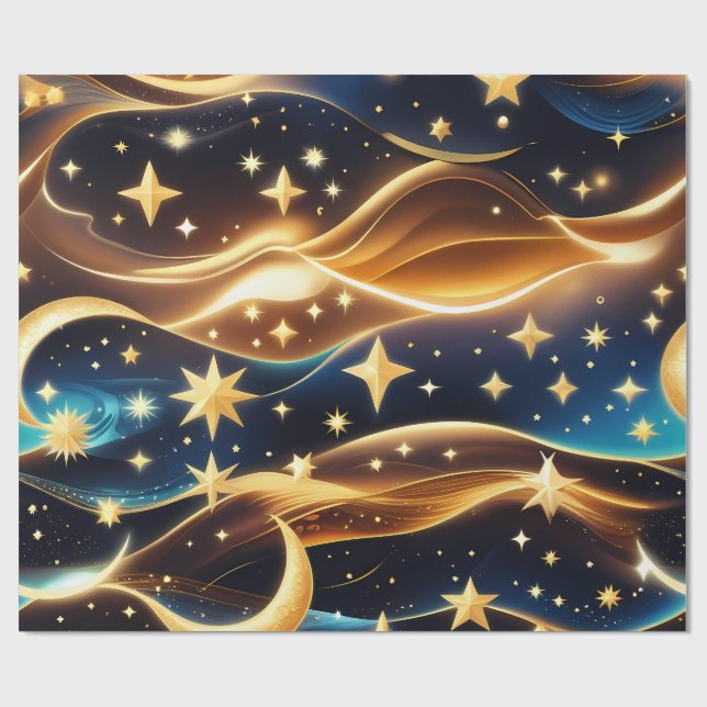 Wrapping Paper - Amber Celestial Moon Geschenkpapier (Flach)