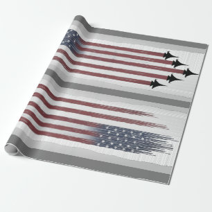 Wrapping Paper American Flag Aircraft DIY Geschenk Geschenkpapier