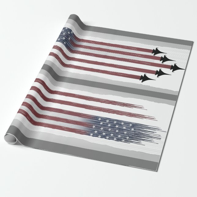 Wrapping Paper American Flag Aircraft DIY Geschenk Geschenkpapier (Ungerollt)