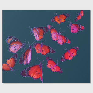 Wrapping Paper BLAUE with BUTTERFLILIES Geschenkpapier