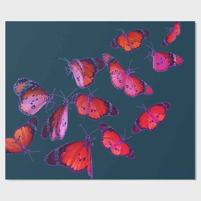 Wrapping Paper BLAUE with BUTTERFLILIES Geschenkpapier (Flach)