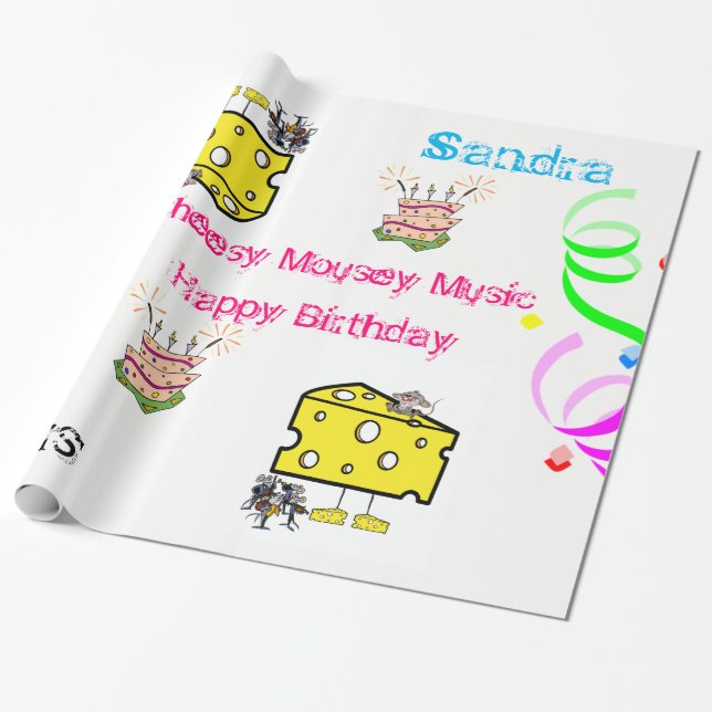 Wrapping Paper Cheesy Mouse Music Happy Birthday Geschenkpapier (Ungerollt)