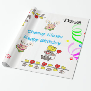 Wrapping Paper Cheesy Mousey Heart Happy Birthday Geschenkpapier