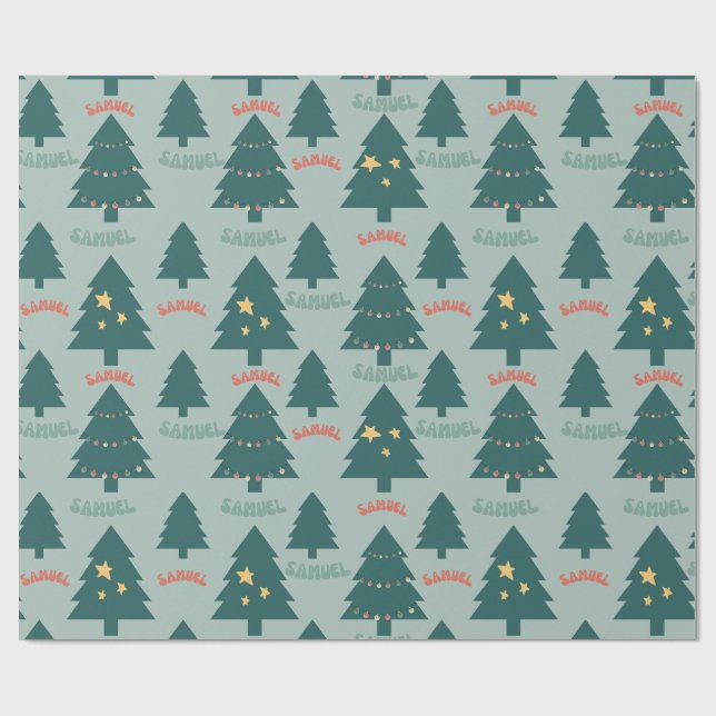Wrapping Paper_Christmas Trees_Green_Samuel Geschenkpapier (Flach)