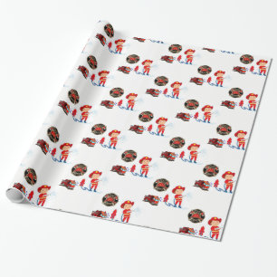 Wrapping Paper Fireman Geschenkpapier