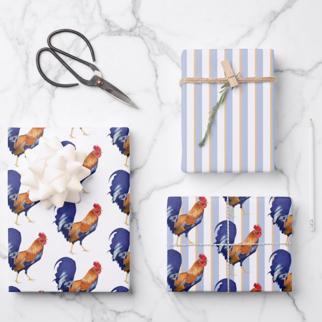 Wrapping Paper (Flachblatt) von Rooster Stripes Se Geschenkpapier Set (Vorderseite)