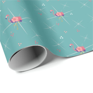 Wrapping Paper Flamingo Sunset Retro Stars Geschenkpapier