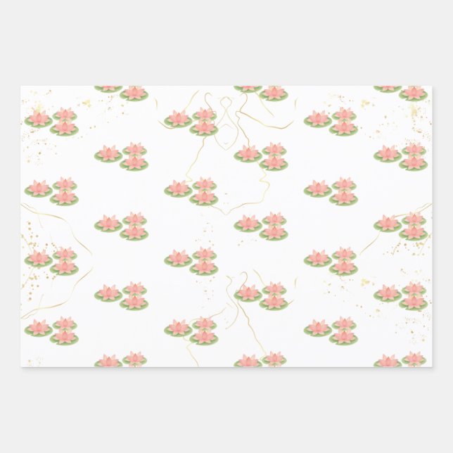 Wrapping Paper Flat Sheet | Lotus and Party Theme Geschenkpapier Set (Vorderseite)