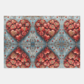 Wrapping Paper Flat Sheet Set of 3 Geschenkpapier Set