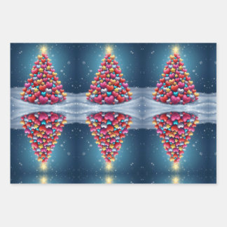 Wrapping Paper Flat Sheet Set of 3 Geschenkpapier Set