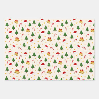 Wrapping Paper Flat Sheet Set of 3 Geschenkpapier Set