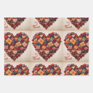 Wrapping Paper Flat Sheet Set of 3 Geschenkpapier Set