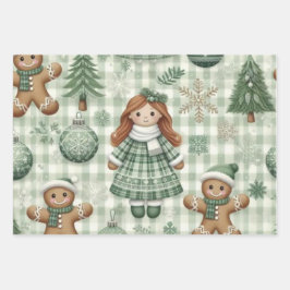 Wrapping Paper Flat Sheet Set of 3 Geschenkpapier Set