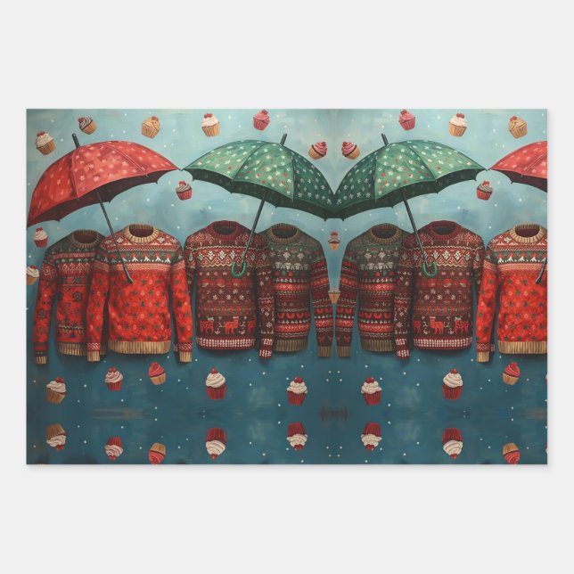 Wrapping Paper Flat Sheet Set of 3 Geschenkpapier Set (Vorderseite)