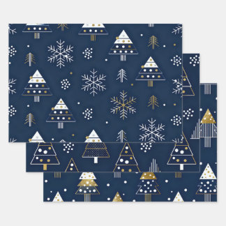 Wrapping Paper Flat Sheet Set of 3 Geschenkpapier Set