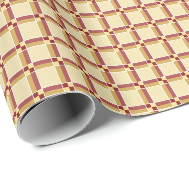Wrapping Paper für Creme und Wein Karo Geschenkpapier (Rolleneckpunkt)