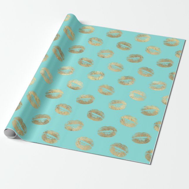 Wrapping Paper für Gold und Aqua Lips Geschenkpapier (Ungerollt)