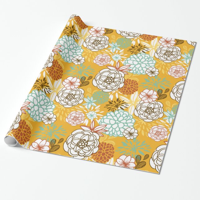 Wrapping Paper für Herbst-Blume und Blätter Geschenkpapier (Ungerollt)