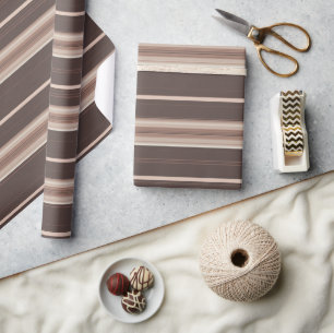 Wrapping Paper für Mocha Brown and Cream Stripes Geschenkpapier