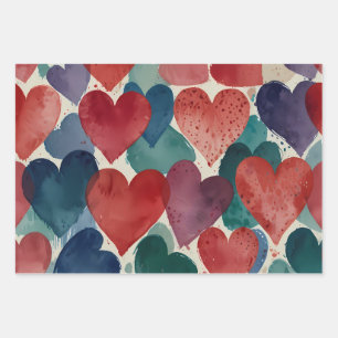 Wrapping Paper für niedliche goldene Herzen Geschenkpapier Set