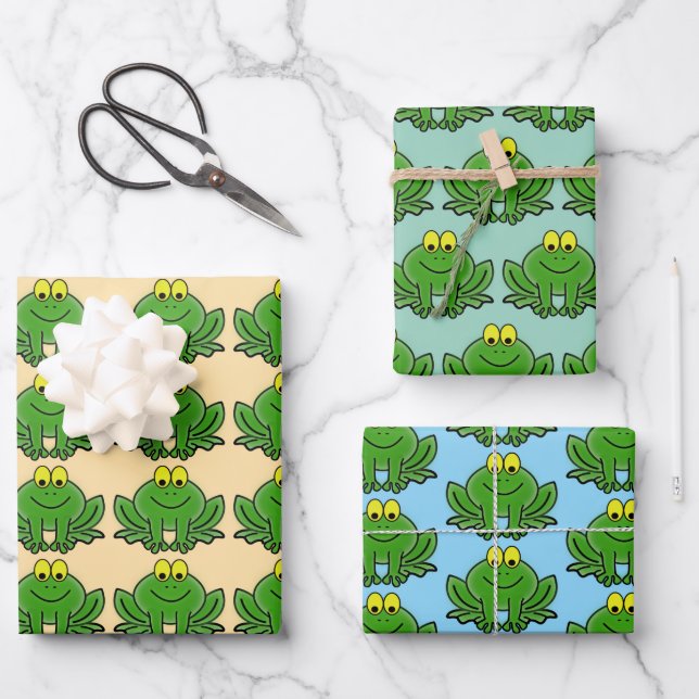 Wrapping Paper für niedliche grüne Frösche Geschenkpapier Set (Vorderseite)