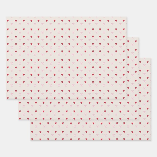 Wrapping Paper für niedliche Herzen und Bögen Geschenkpapier Set (Set)